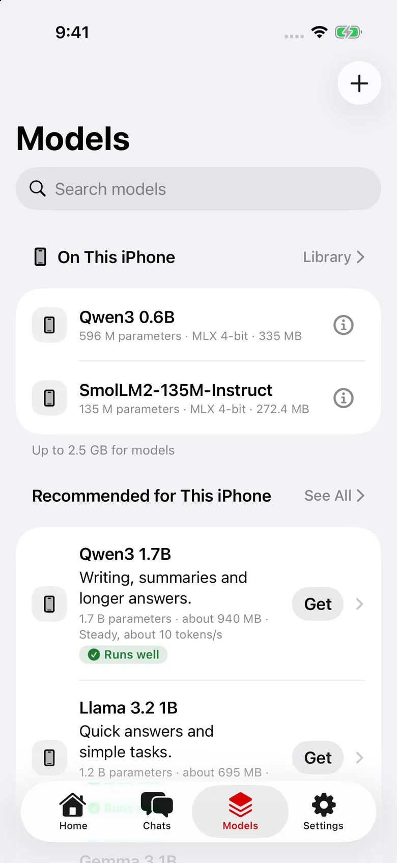 Models on this iPhone, with what fits this phone's memory