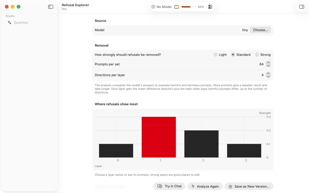 The Refusal Explorer charting where refusals show most, layer by layer